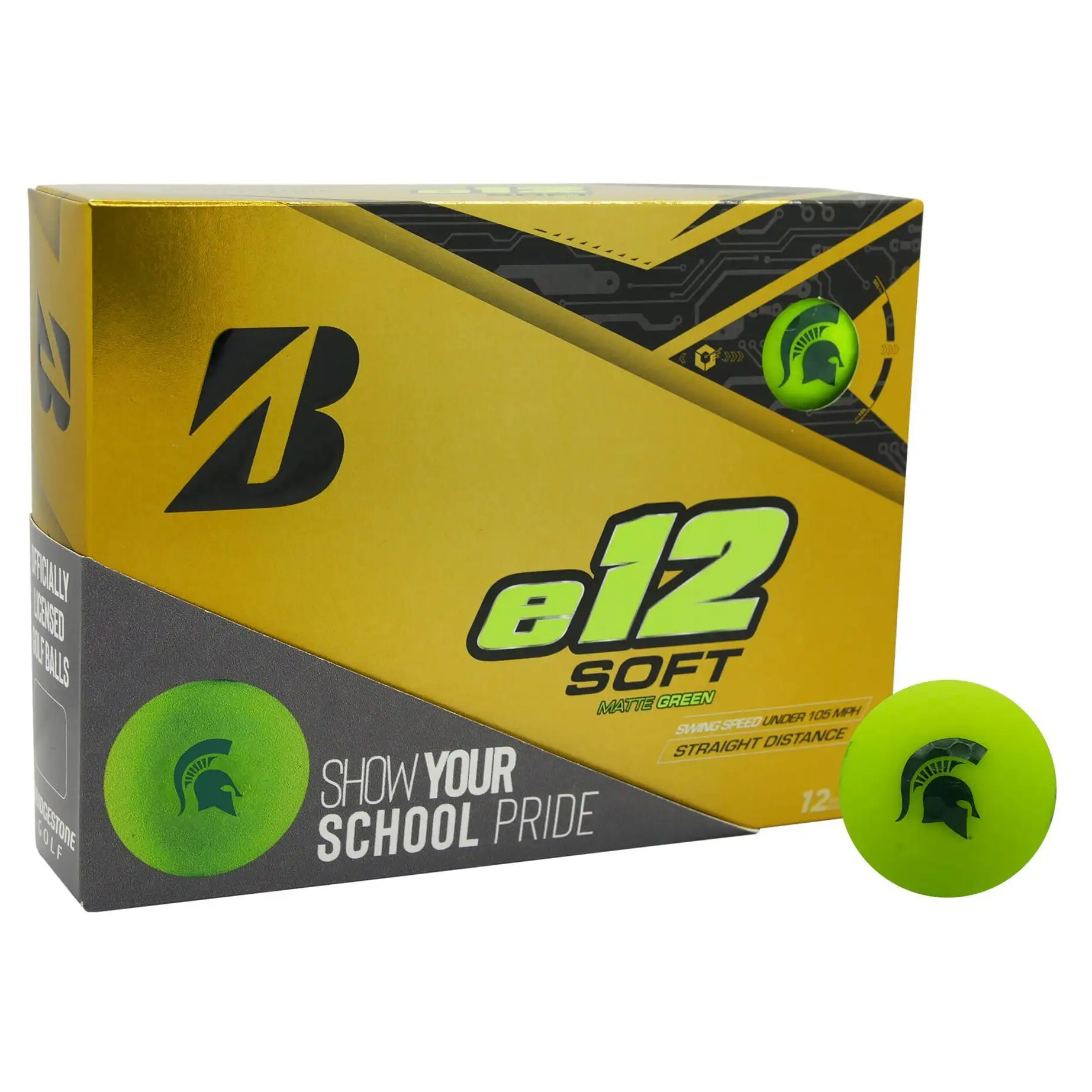 Bridgestone E12 SOFT Michigan State Spartans Golf Balls - Dozen 3 Bridgestone E12 SOFT Michigan State Spartans Golf Balls - Dozen