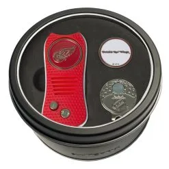 Team Golf Detroit Red Wings Switchblade Divot Tool - Cap Clip - Ball Marker Tin Gift Set