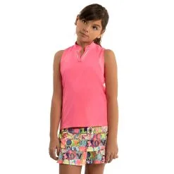 Lucky In Love Birdie Girls Sleeveless Golf Polo -Clubs Shop 20455 NEONPINK648