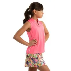 Lucky In Love Birdie Girls Sleeveless Golf Polo -Clubs Shop 20455 NEONPINK648 1