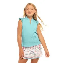 Lucky In Love Pleat Me Up Sky Girls Sleeveless Golf Polo