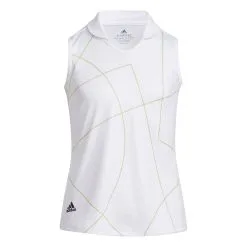 Adidas Golf Adidas Pulse Lime White Girls Sleeveless Golf Polo