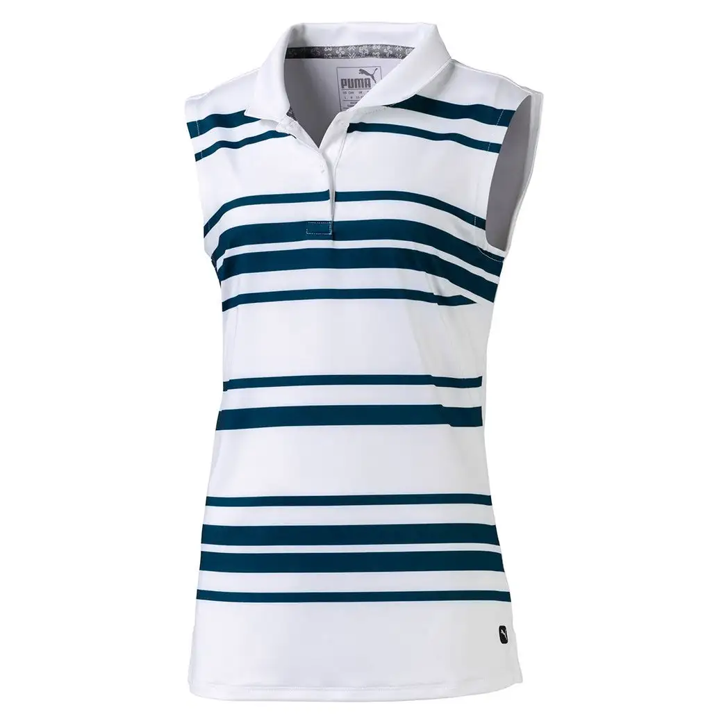 PUMA Golf Puma Stripe Sleeveless Girls Golf Polo 5 PUMA Golf Puma Stripe Sleeveless Girls Golf Polo - Image 3